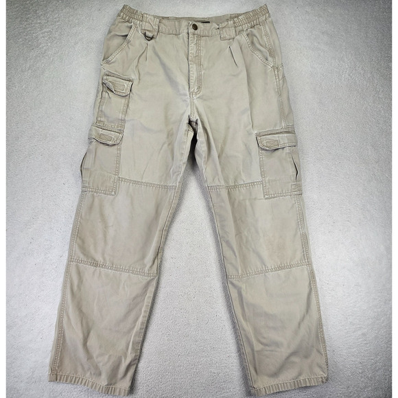 Vtg Royal Robbins Cargo Pants Mens 34x32 Elastic Waist Canvas Double Knee Hiking - Picture 1 of 15